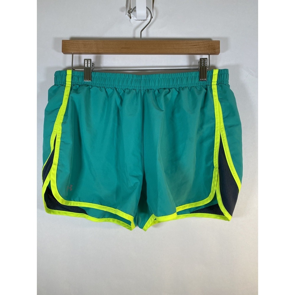 Under Armour Heat Gear Green Running Shorts Women's Size Large Semi-Fitted